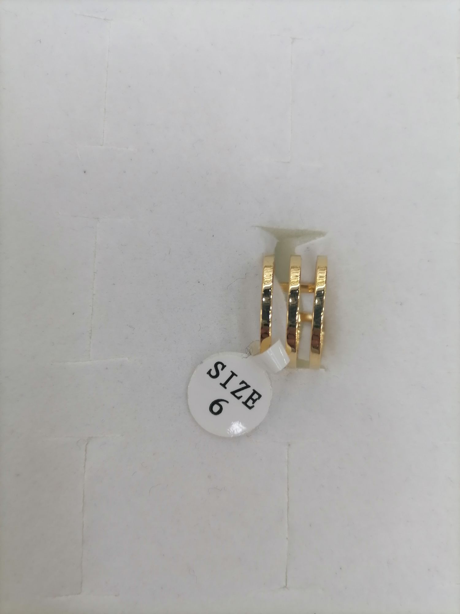 Titanium steel golden hollowed-out three-layer wire arrangement open ring Specification image