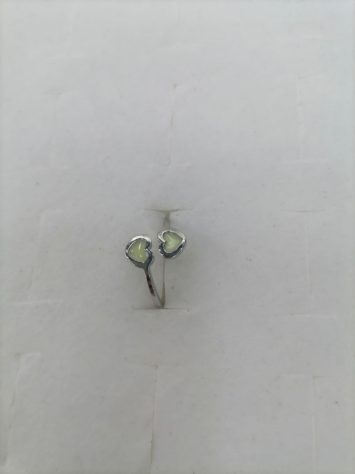 Titanium steel silver oil-dripping heart-shaped open ring with two hearts details Picture
