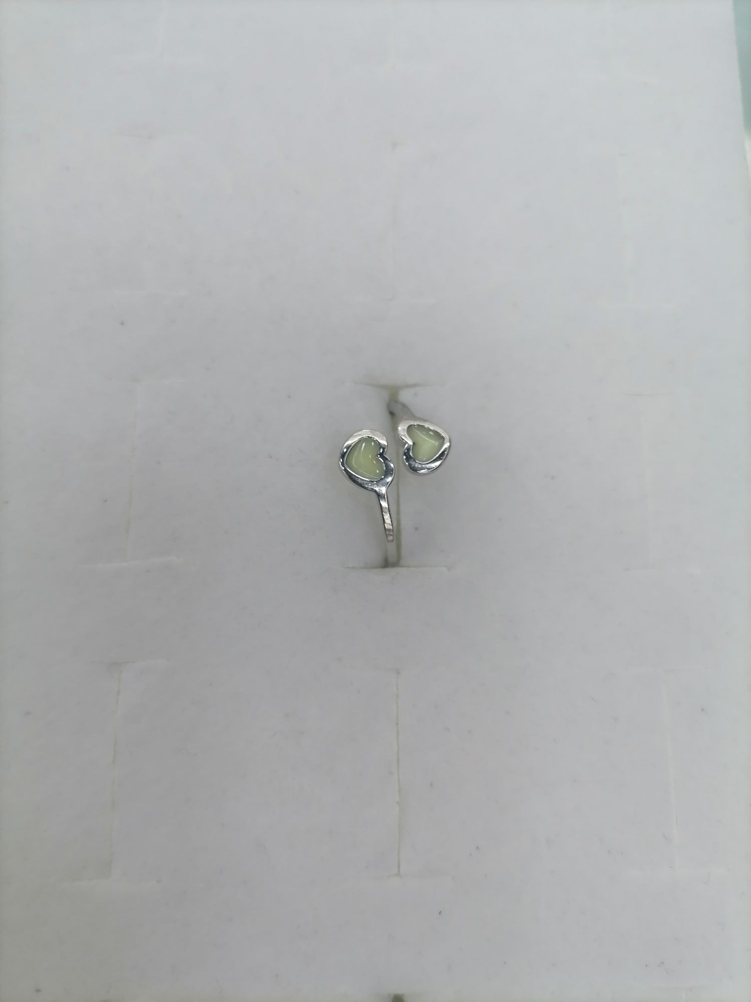 Titanium steel silver oil-dripping heart-shaped open ring with two hearts
