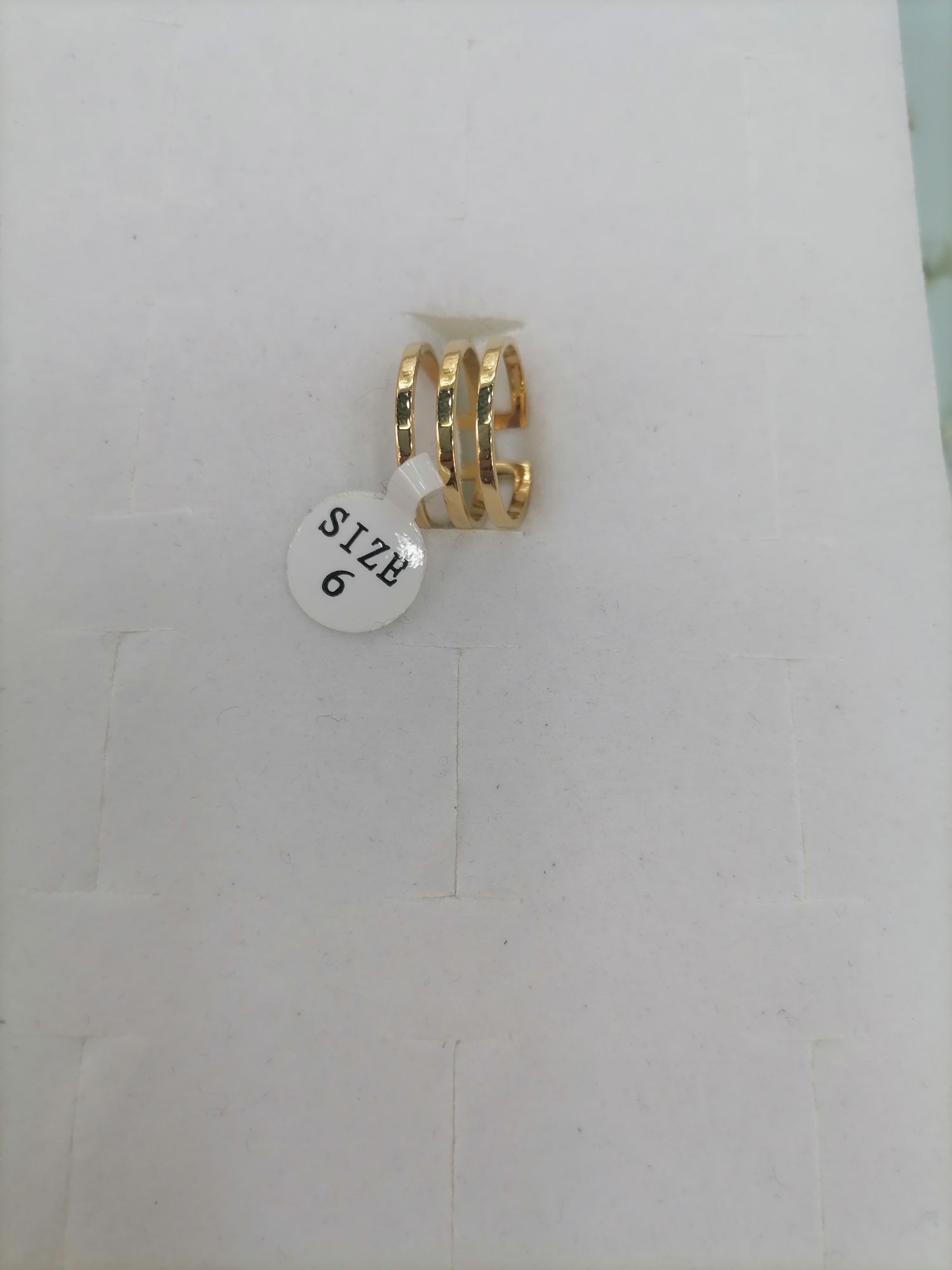 Titanium steel golden hollowed-out three-layer wire arrangement open ring