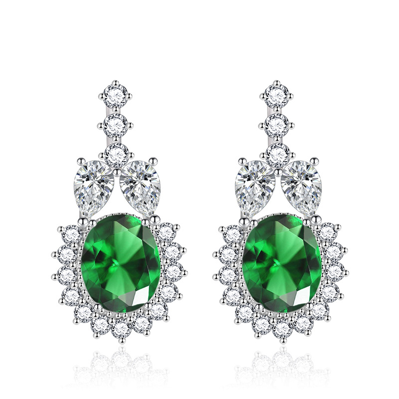 S925 silver needle micro-inlaid zirconium oval earrings, women's European and American style, exaggerated and grand tassel earrings Application Scenario