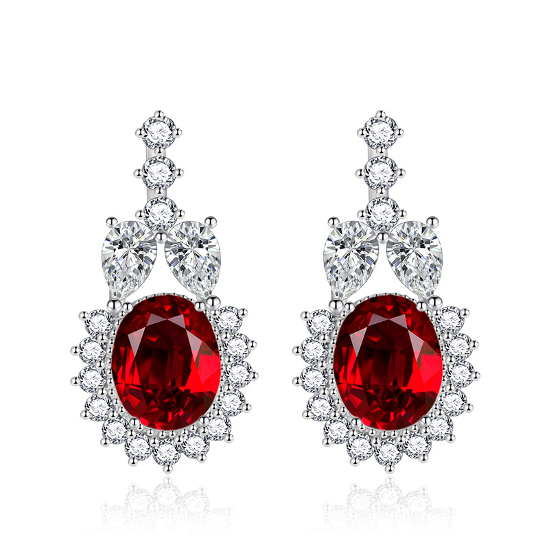 S925 silver needle micro-inlaid zirconium oval earrings, women's European and American style, exaggerated and grand tassel earrings detail image 4