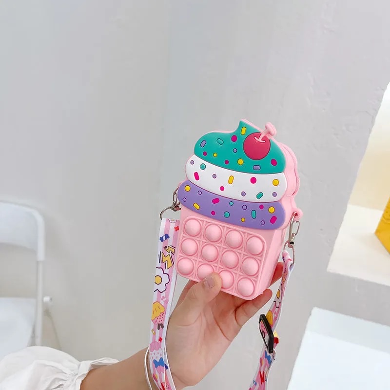 新款超萌硅胶包包益智玩具迷你单肩包人鱼魔法蛋糕精致休闲零钱包