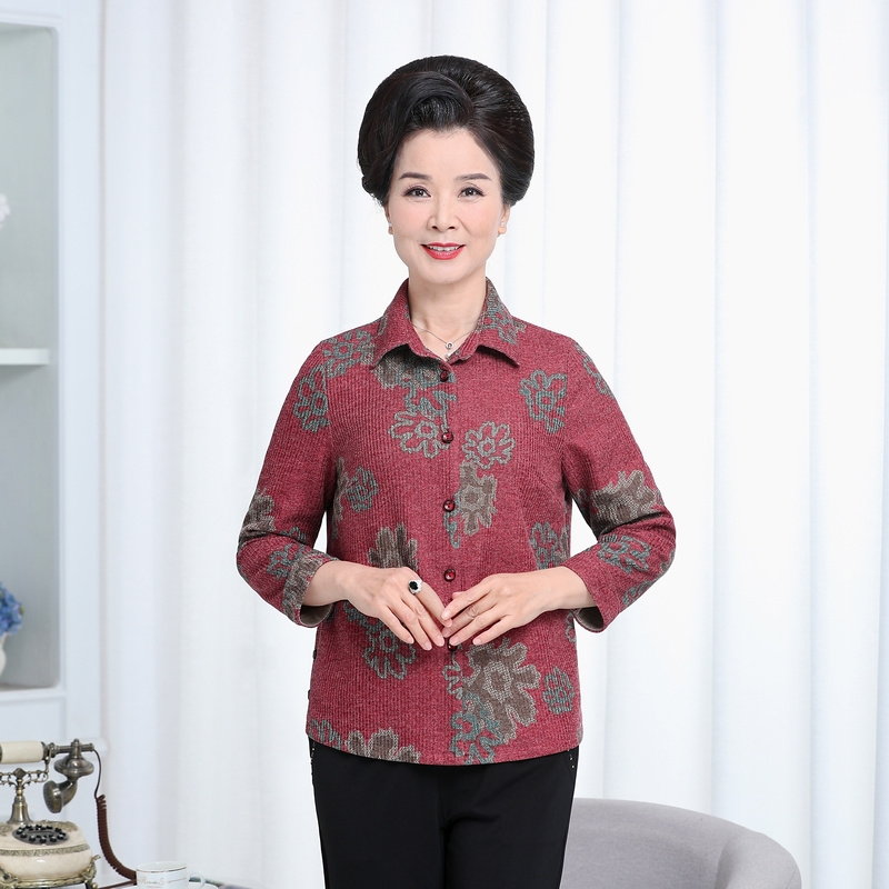 Q22060奶奶装春夏装衬衫上衣60-70岁老人衣服长袖薄款衬衣妈妈装