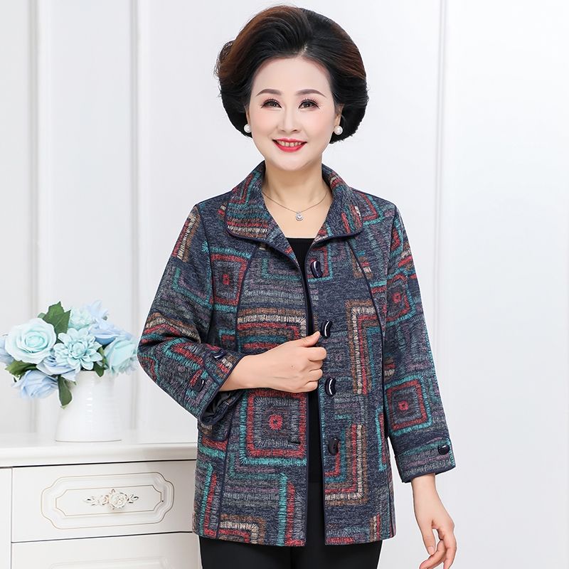 新款Q11041中老年人衣服女洋气外套妈妈装春秋装短款老太太装上衣