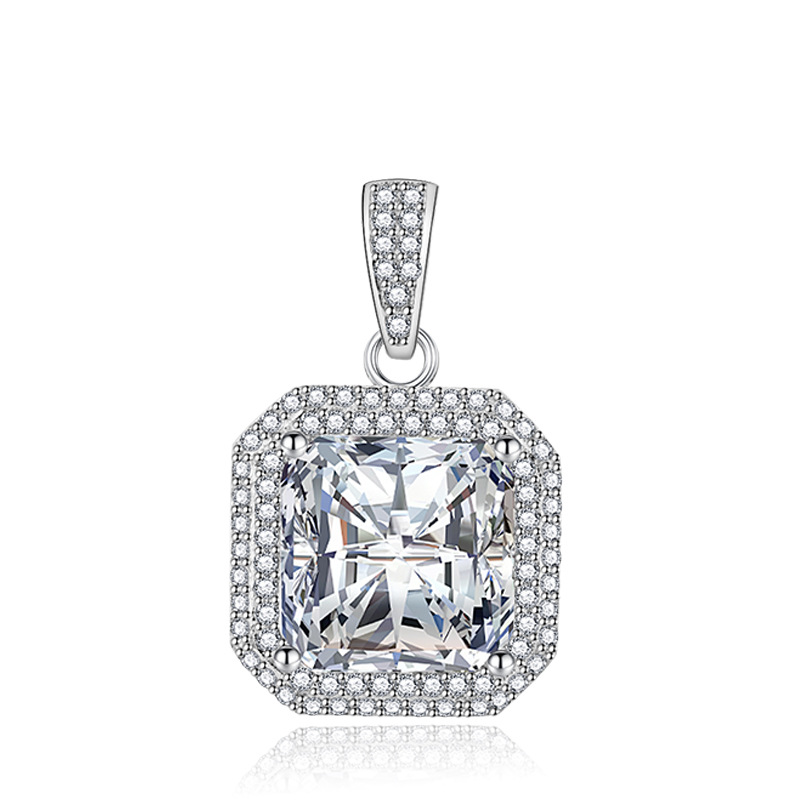 Kuaishou Douyin Live stream colorful diamond necklace, simple princess square pendant set with yellow and pink diamond jewelry detail image 6