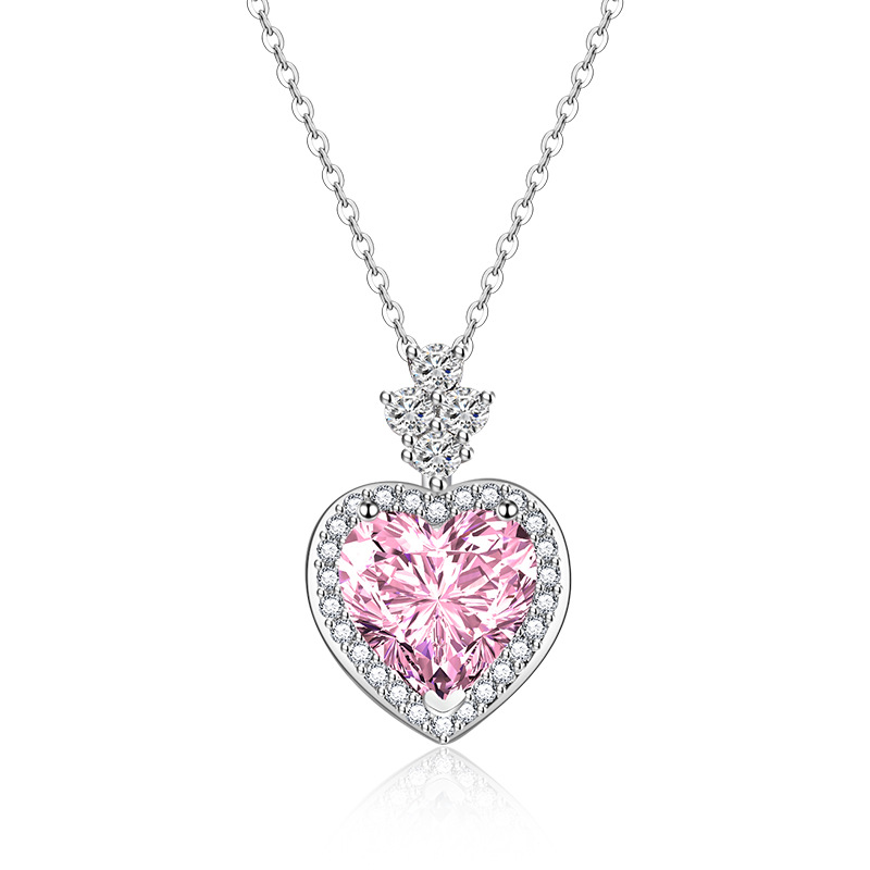 Live-streaming heart-shaped purple crystal pendant, pink diamond necklace jewelry and accessories for women, manufacturer detail image 5