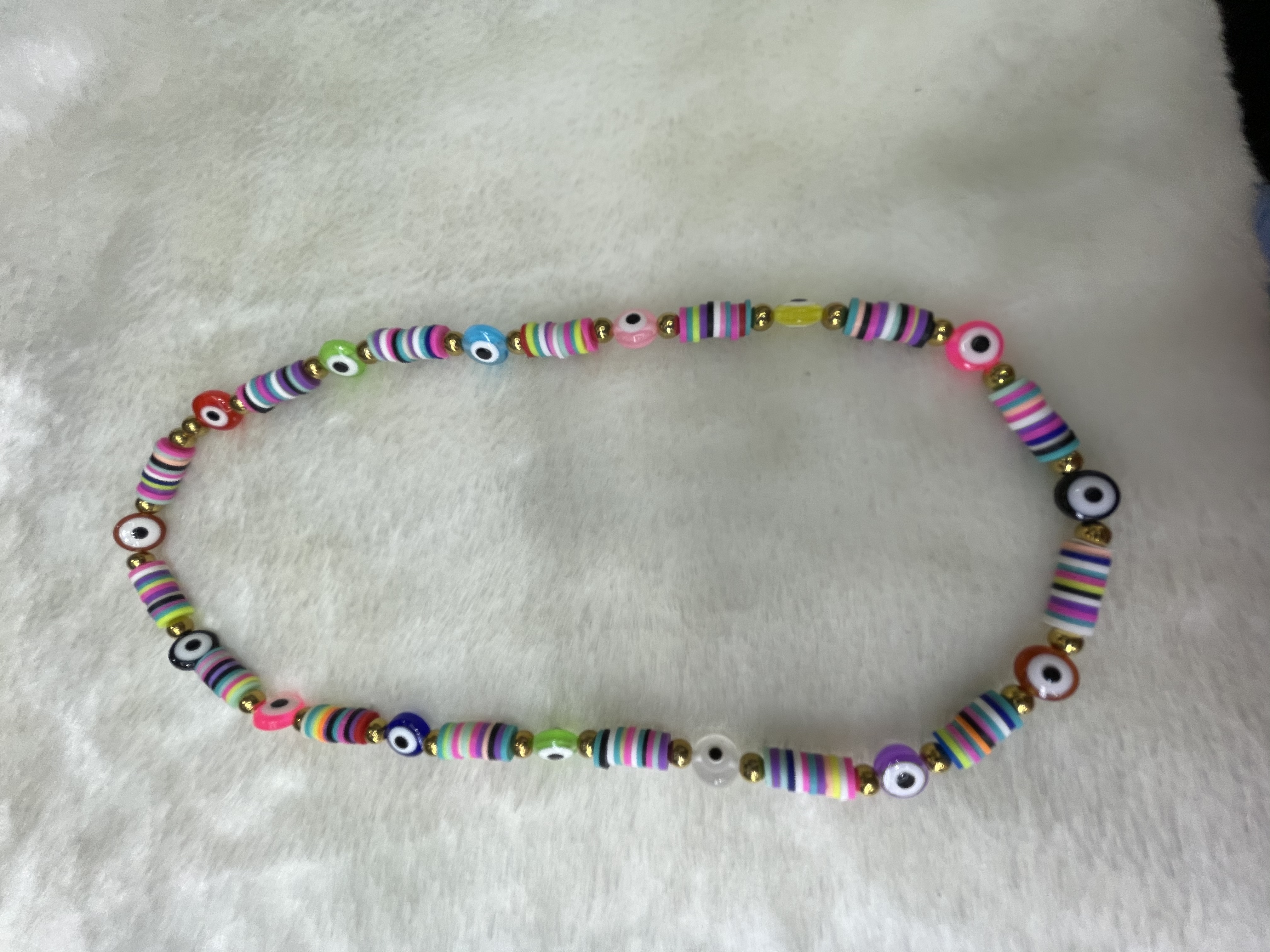 Seven-color soft ceramic shards and resin eye necklace. Seven-color soft ceramic shards and resin eye necklace Specification image
