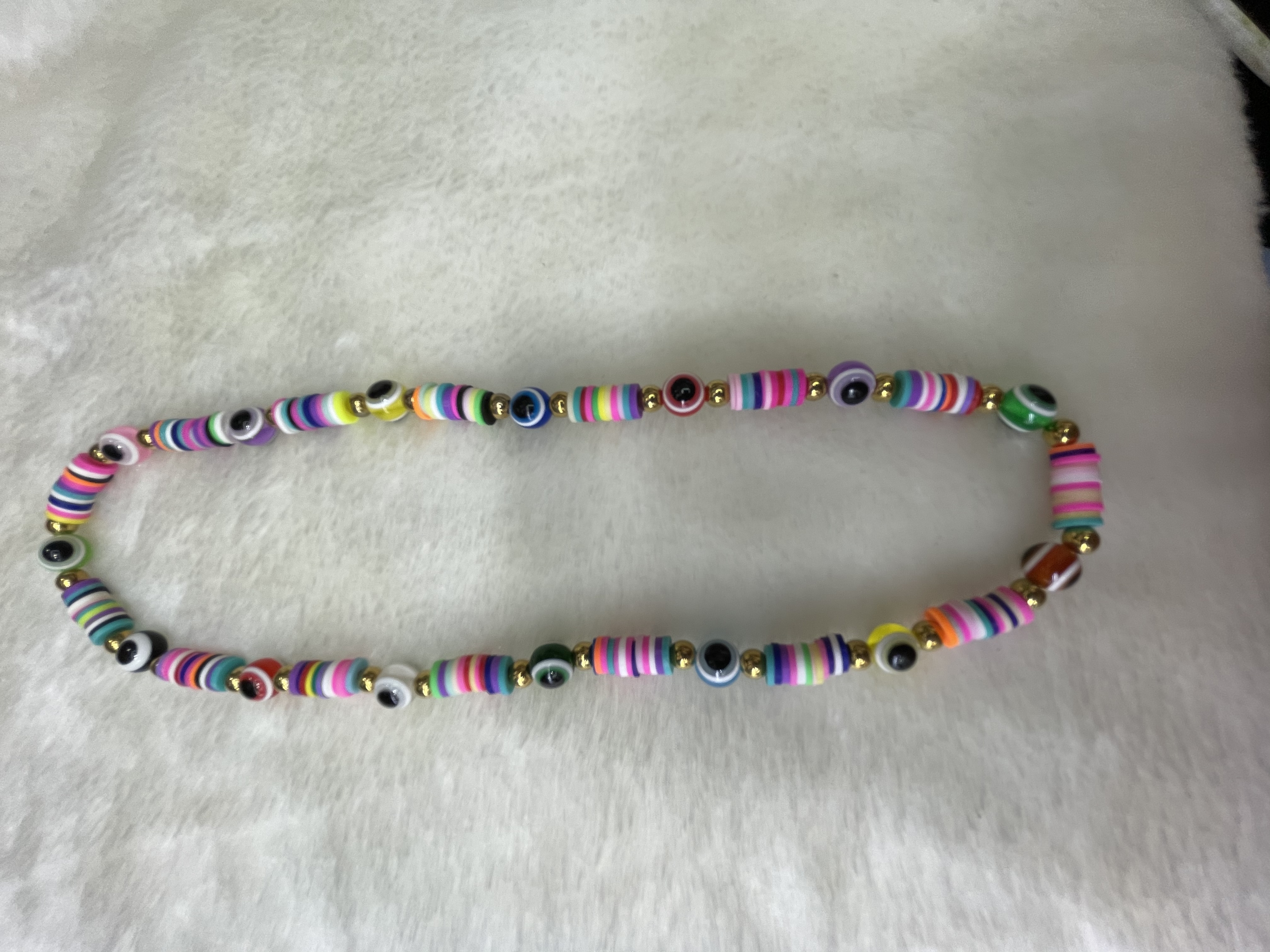 Seven-color soft ceramic shards with seven-color eyes necklace. Seven-color soft ceramic shards with seven-color eyes necklace
