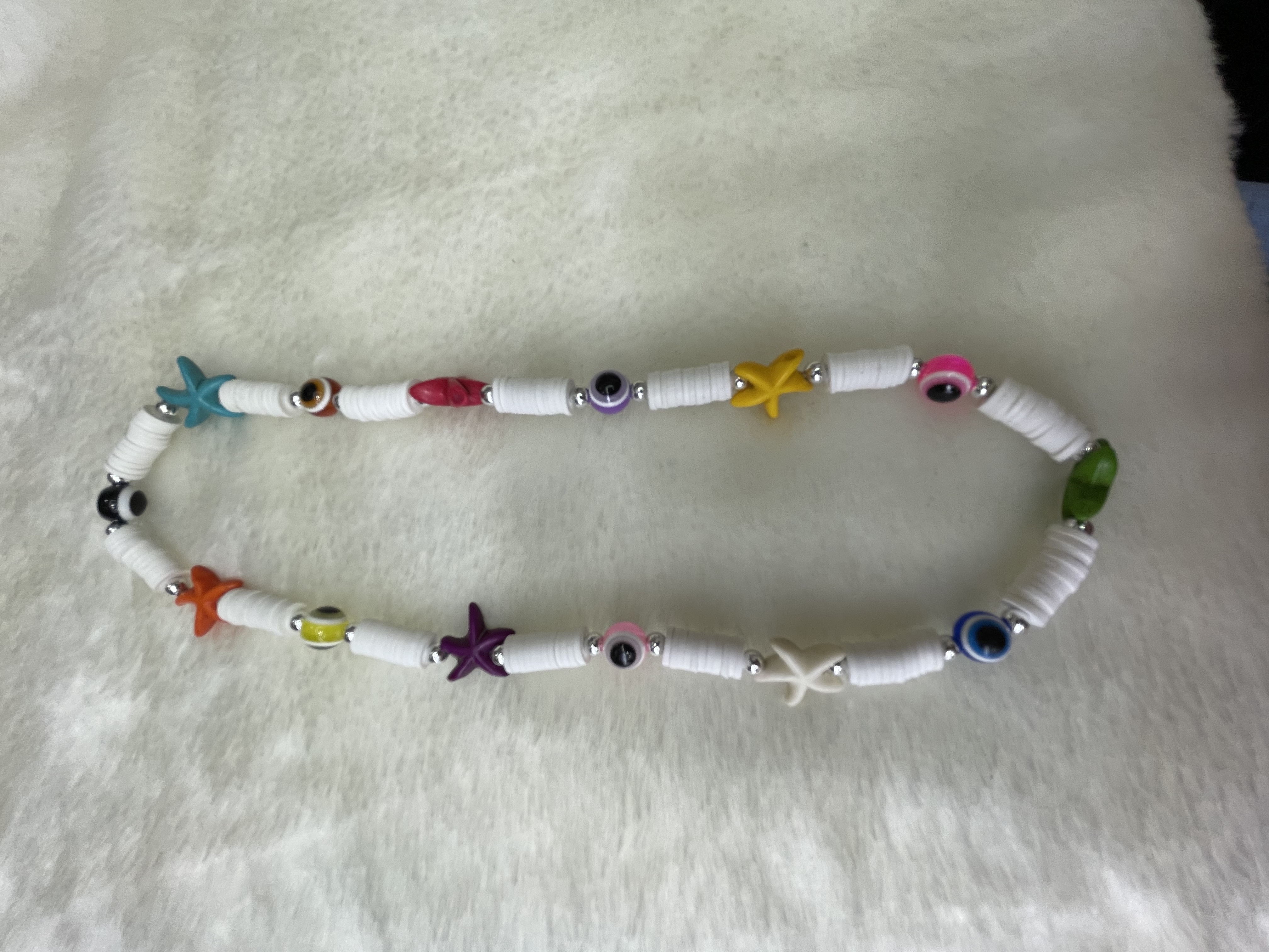 White soft ceramic pieces with resin starfish eyes necklace Application Scenario