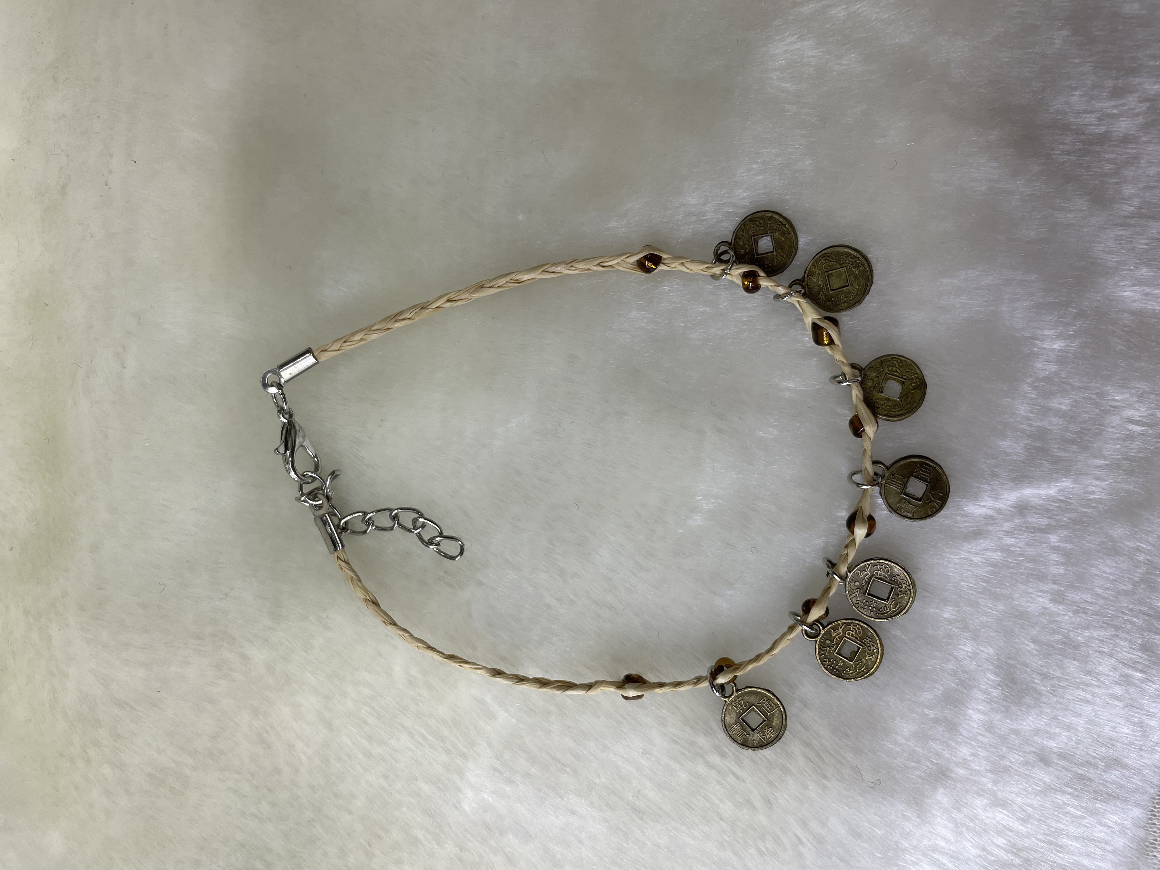 Clover pendant Small copper coin ankle chain, Clover pendant small copper coin ankle chain, Huimei Accessories -0117