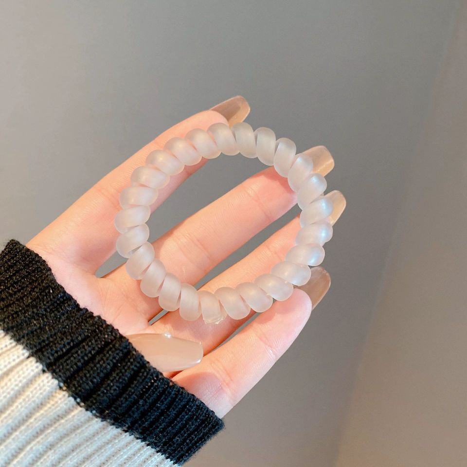 Wholesale of 2022 Dongdaemun laser telephone line hair ties, matte leather bands, transparent women's creative hair ties and headbands in South Korea detail image 6