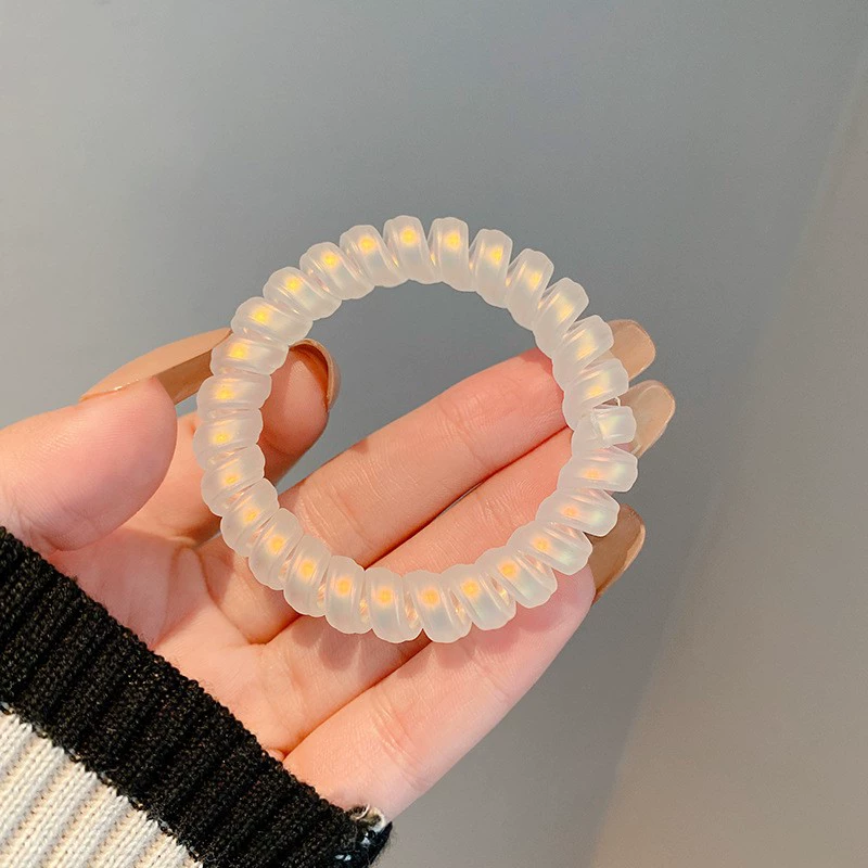 Wholesale of 2022 Dongdaemun laser telephone line hair ties, matte leather bands, transparent women's creative hair ties and headbands in South Korea detail image 14