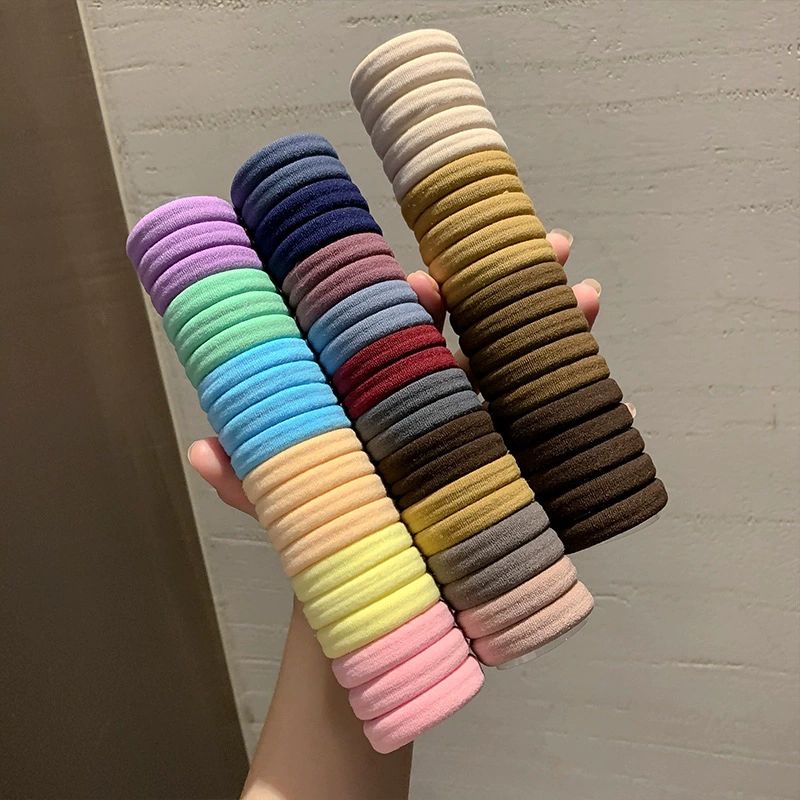 2022 New 20-piece can hair bands, new rubber band women's hair tie towel, thickened high-elasticity hair cord, simple leather cover hair cord, color black and white fluorescent series detail image 10