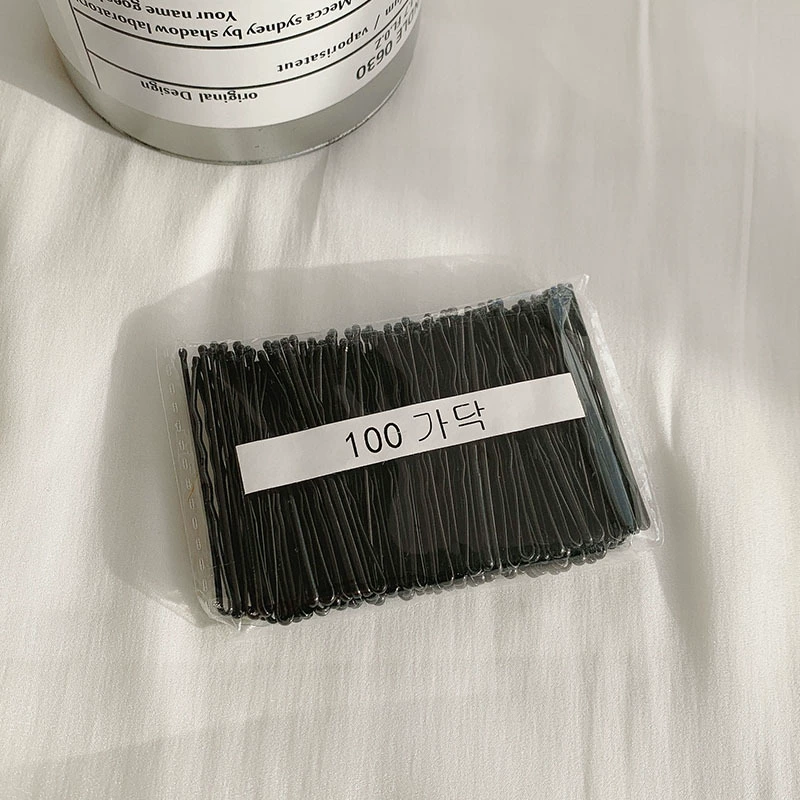 Great value! 100 pieces ~ Popular black basic one-piece hair clips, side clips for broken bangs, versatile headwear and hair accessories details Picture