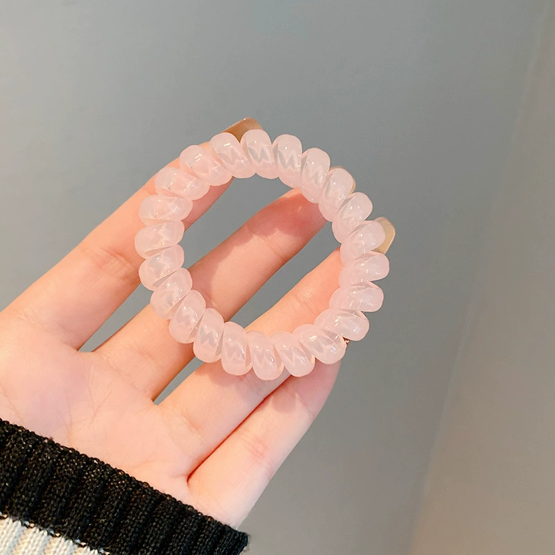 Wholesale of 2022 Dongdaemun laser telephone line hair ties, matte leather bands, transparent women's creative hair ties and headbands in South Korea detail image 9