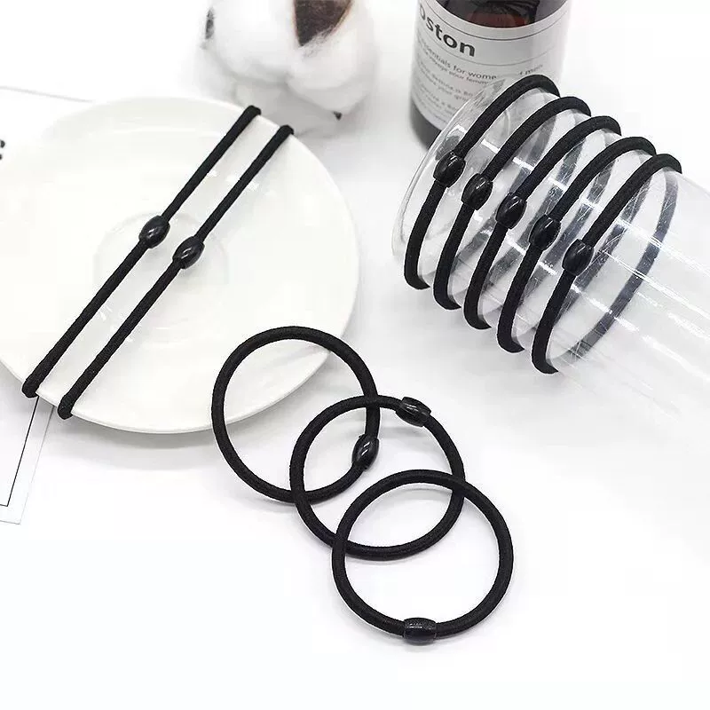 2022 Cross-border Accessories Women's Hair Tie Black rubber band thickened hair band High Elasticity Hair Tie 2-yuan wholesale online store gift detail image 7