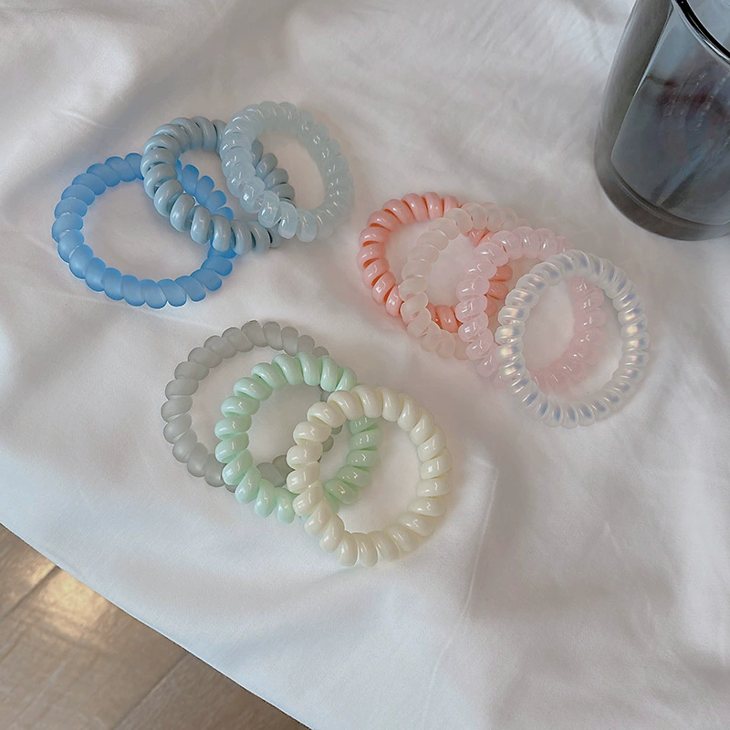 Wholesale of 2022 Dongdaemun laser telephone line hair ties, matte leather bands, transparent women's creative hair ties and headbands in South Korea detail image 3