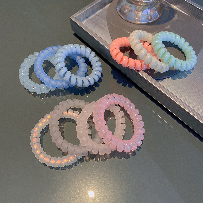 Wholesale of 2022 Dongdaemun laser telephone line hair ties, matte leather bands, transparent women's creative hair ties and headbands in South Korea detail image 13