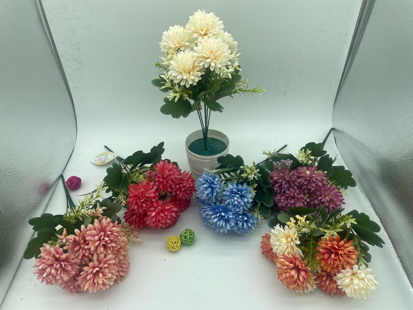 7头拉白球菊1仿真工艺摆件家巨摆件仿真花插花颜色多品种齐全规格大小都有可以来样定做