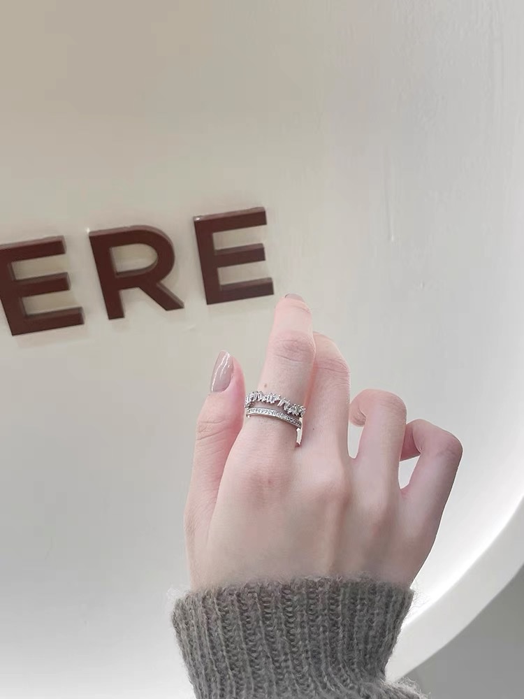46 Zircon ring Women's simple ring with a unique design sense, a niche Korean fairy piano - Only 1183 details Picture