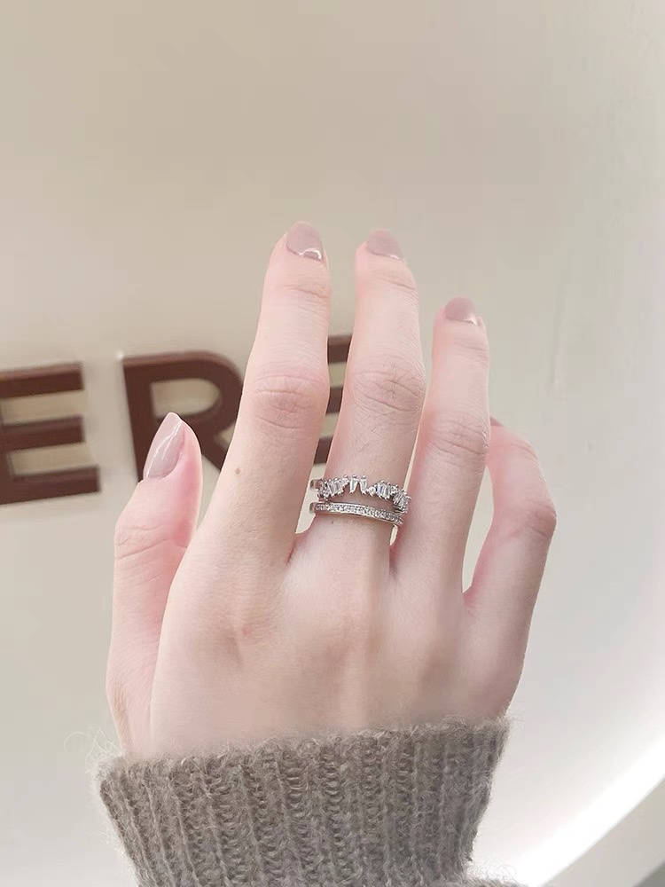 46 Zircon ring Women's simple ring with a unique design sense, a niche Korean fairy piano - Only 1183 Item Picture