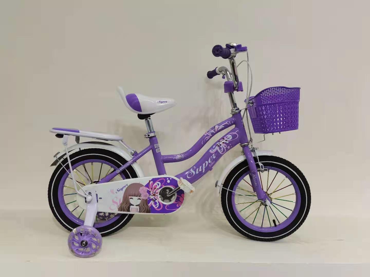 新款儿童自行车Smiling girl轻便带车筐后座女款童车12/14/16寸