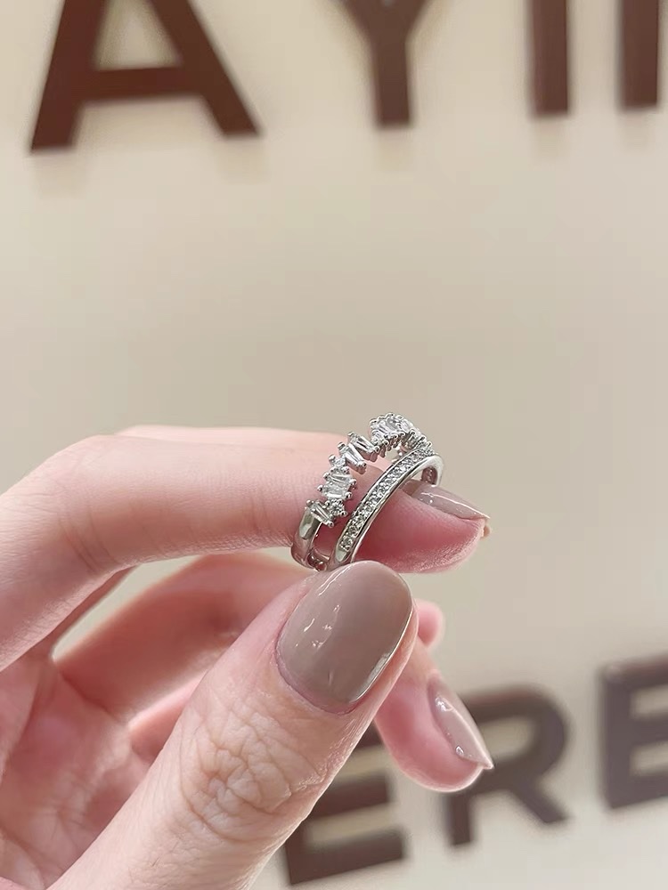 46 Zircon ring Women's simple ring with a unique design sense, a niche Korean fairy piano - Only 1183