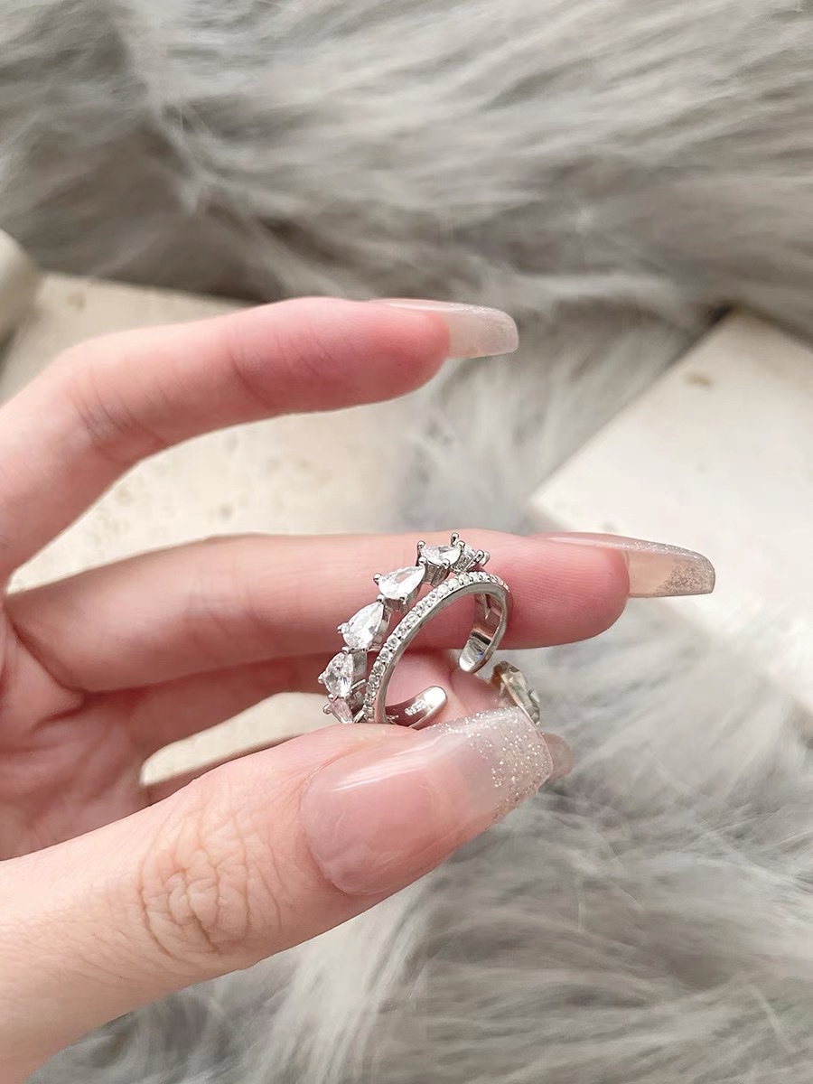 Anillo de 36 circonitas para mujeres anillo de diseño de personalidad simple sentido de la raza coreana fairy qin wei -1200