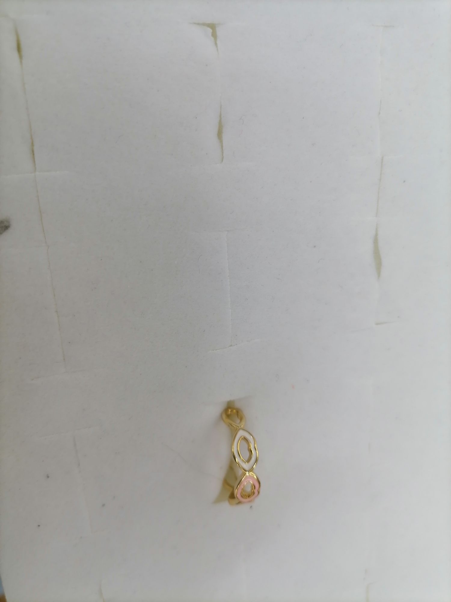 Titanium steel gold oil drip, double white and one pink lip design open ring detail image 2