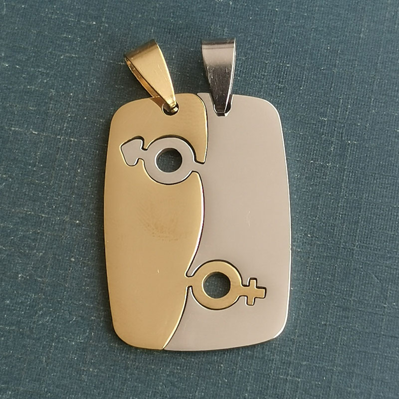 钛钢情侣吊坠 不锈钢镂空军牌 情侣款 刻字logo广告礼品 厂家直销 钥匙扣项链