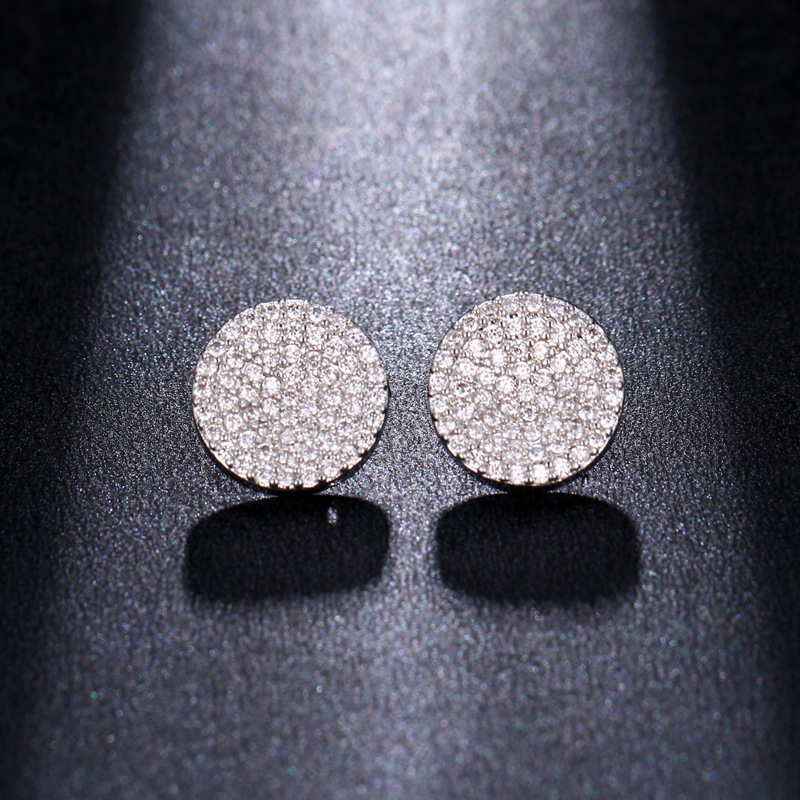 New European and American style retro round stud earrings, fashionable and elegant, high-end full diamond earrings, factory direct sales and wholesale detail image 5