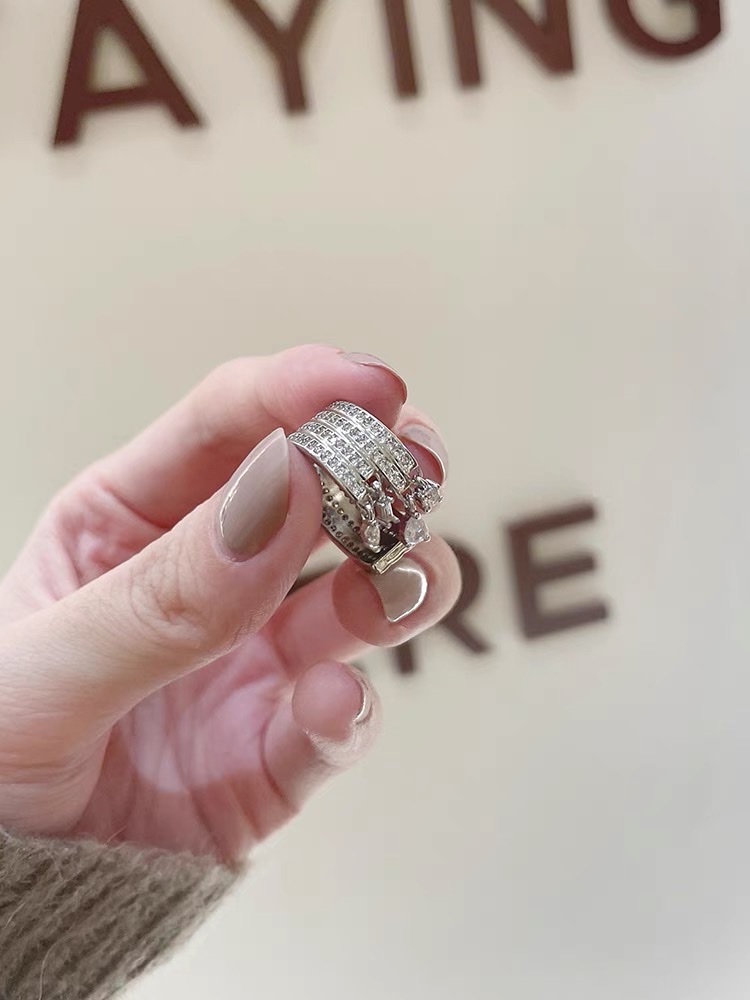 1 Zircon ring for women, simple and elegant, with a unique design sense, a niche Korean fairy organ, only -1168 Item Picture
