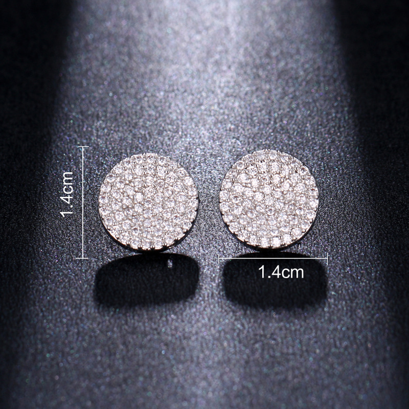 New European and American style retro round stud earrings, fashionable and elegant, high-end full diamond earrings, factory direct sales and wholesale details Picture