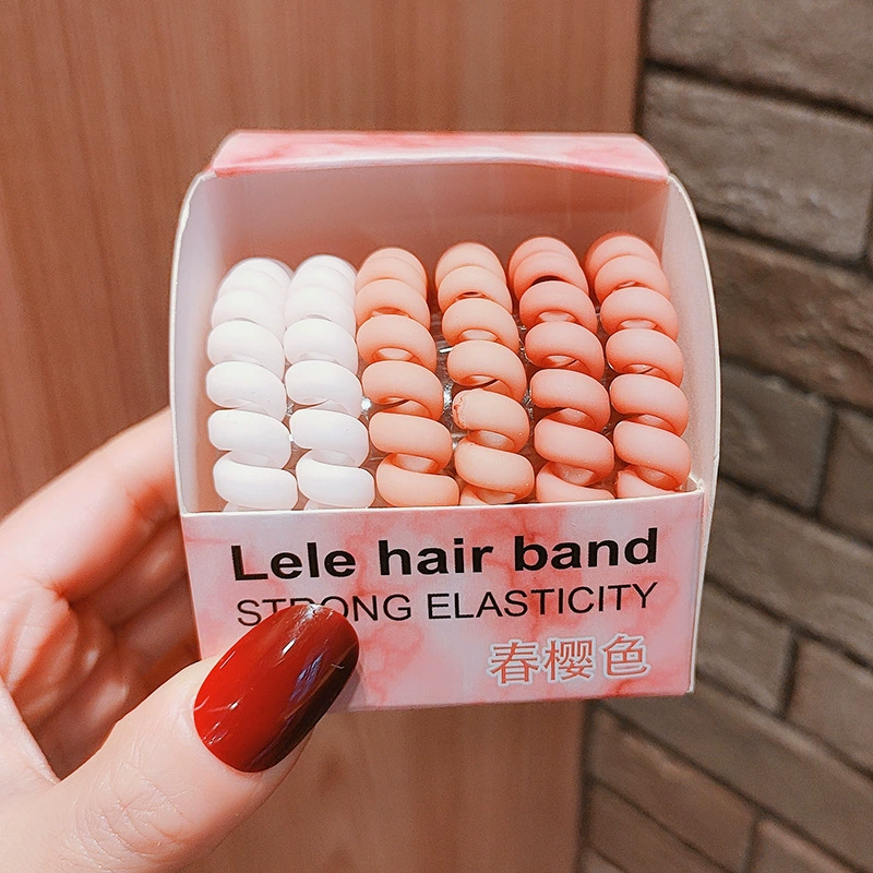 6 simple and durable matte telephone wire hair bands, high-elasticity rubber bands, women's hair ties, ponytail hair ties, and elegant hair accessories detail image 8