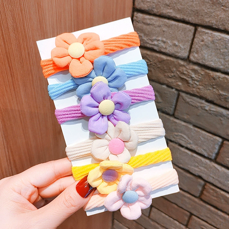 Children's fabric flower bow, elastic elastic hair band, girls' hair tie, towel band, hair accessory detail image 5