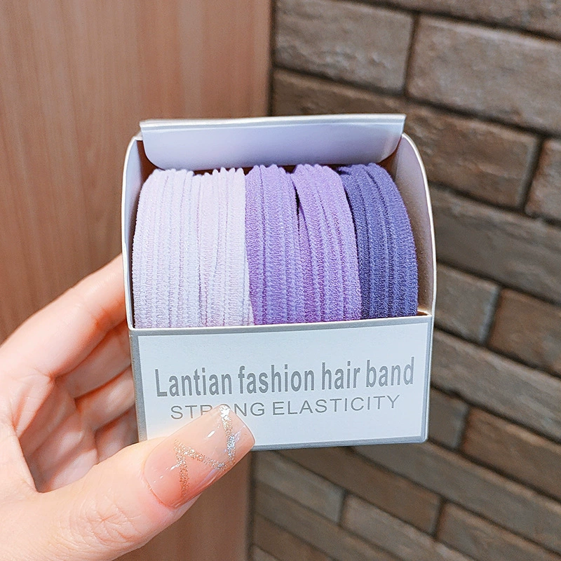 2022 High-elasticity 5-piece box-packed seamless hair band, high ponytail band, durable hair tie for girls, no damage to hair, hair tie detail image 8