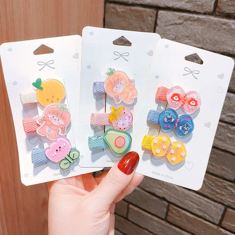 New Korean-style acrylic children's hair clips, cartoon and cute hair clip headwear, girl's side bangs on the forehead hairpin Specification image
