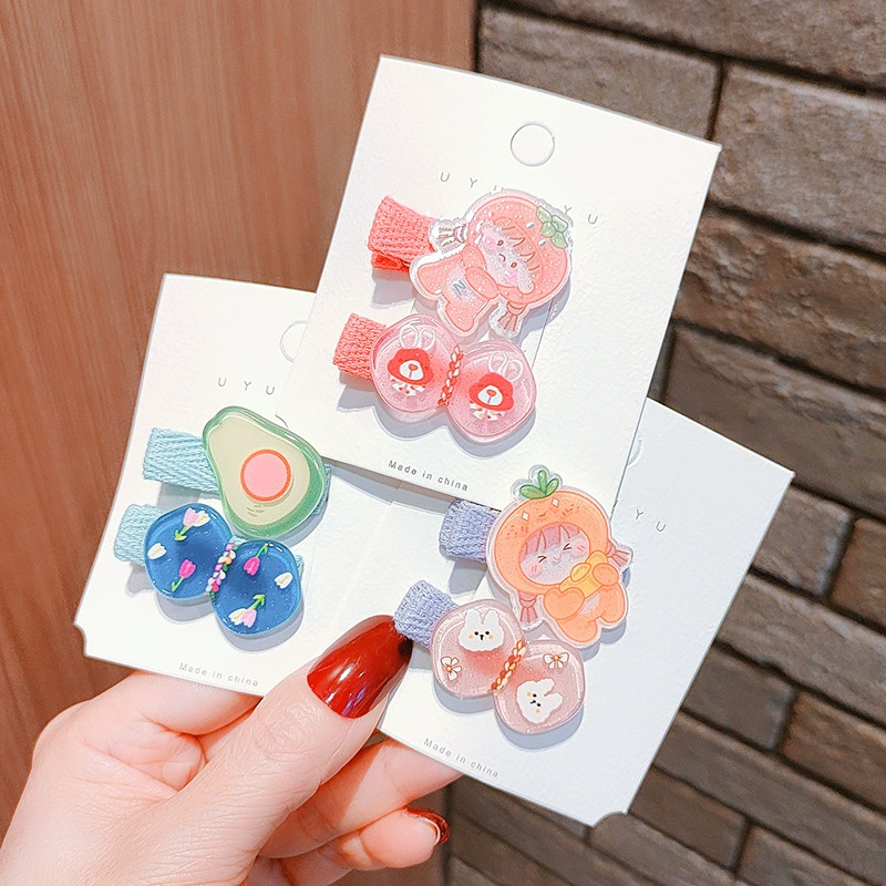 New Korean-style acrylic children's hair clips, cartoon and cute hair clip headwear, girl's side bangs on the forehead hairpin
