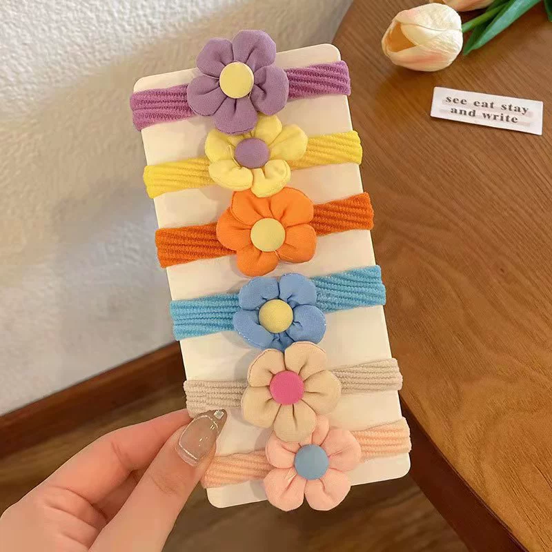 Children's fabric flower bow, elastic elastic hair band, girls' hair tie, towel band, hair accessory detail image 2