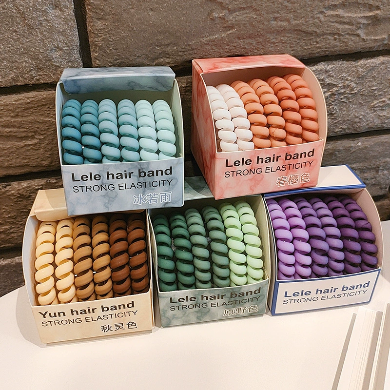 6 simple and durable matte telephone wire hair bands, high-elasticity rubber bands, women's hair ties, ponytail hair ties, and elegant hair accessories