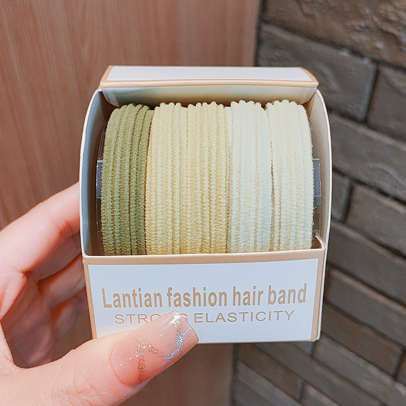 2022 High-elasticity 5-piece box-packed seamless hair band, high ponytail band, durable hair tie for girls, no damage to hair, hair tie detail image 7
