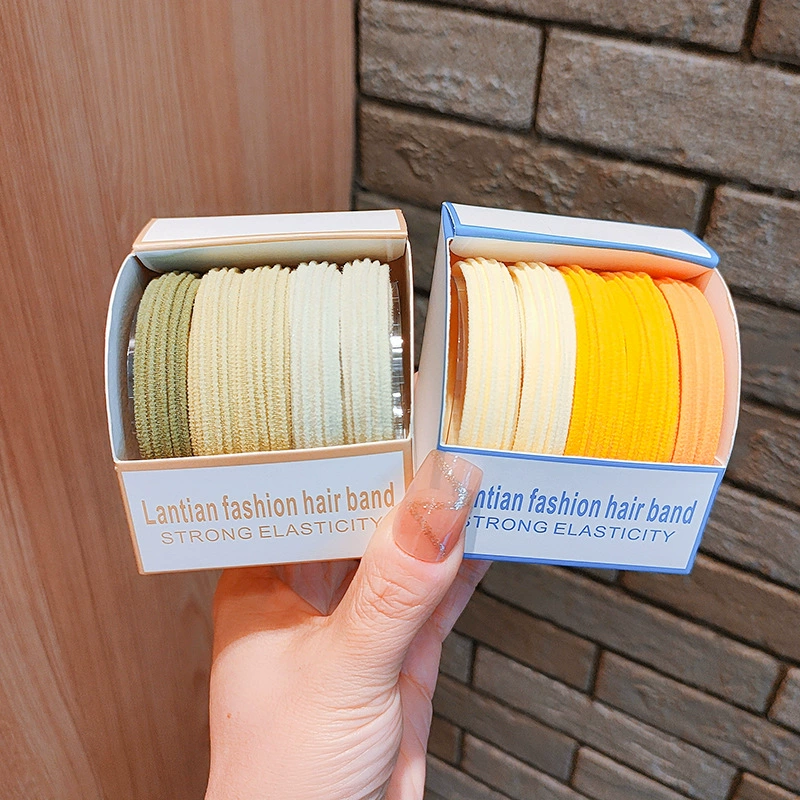 2022 High-elasticity 5-piece box-packed seamless hair band, high ponytail band, durable hair tie for girls, no damage to hair, hair tie details Picture