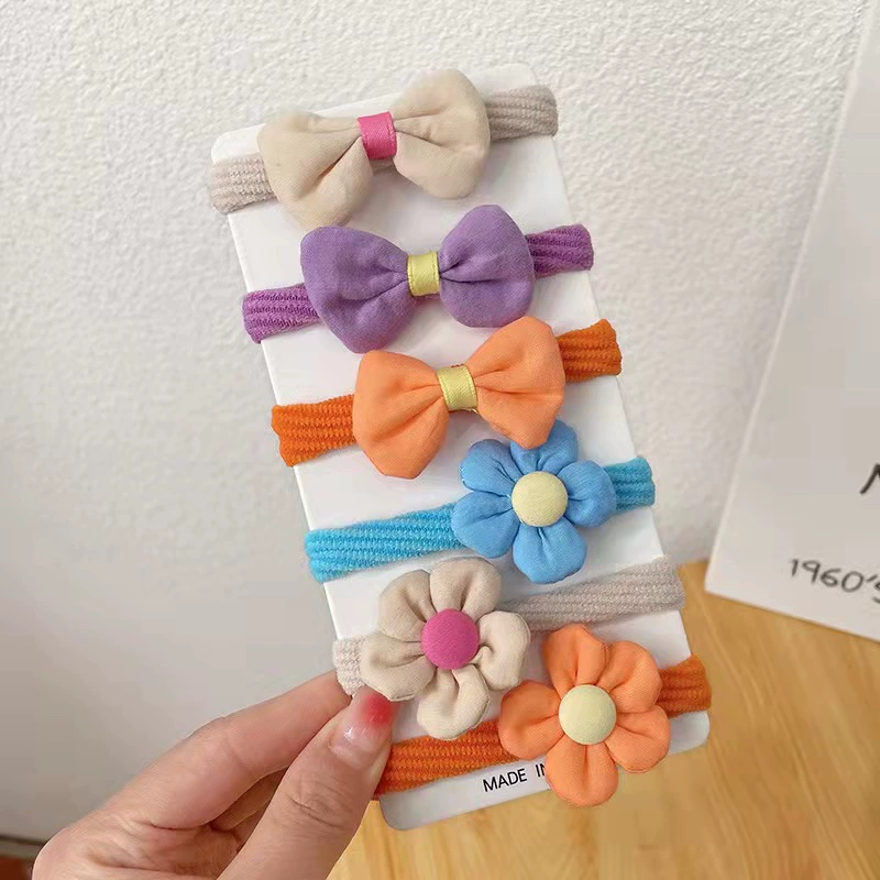 Children's fabric flower bow, elastic elastic hair band, girls' hair tie, towel band, hair accessory detail image 3