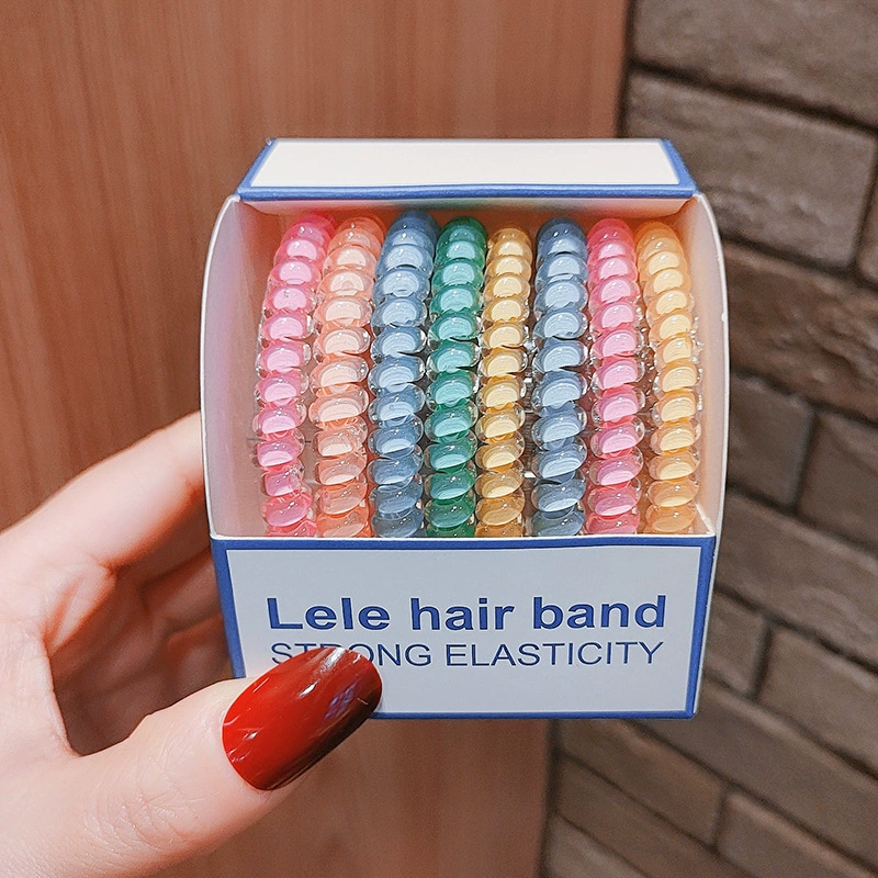 6 simple and durable matte telephone wire hair bands, high-elasticity rubber bands, women's hair ties, ponytail hair ties, and elegant hair accessories detail image 3