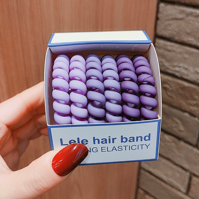 6 simple and durable matte telephone wire hair bands, high-elasticity rubber bands, women's hair ties, ponytail hair ties, and elegant hair accessories detail image 4