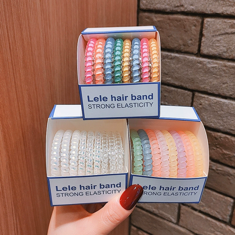 6 simple and durable matte telephone wire hair bands, high-elasticity rubber bands, women's hair ties, ponytail hair ties, and elegant hair accessories details Picture