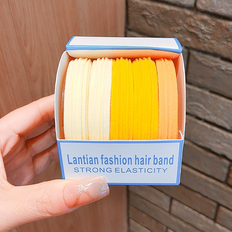 2022 High-elasticity 5-piece box-packed seamless hair band, high ponytail band, durable hair tie for girls, no damage to hair, hair tie detail image 10