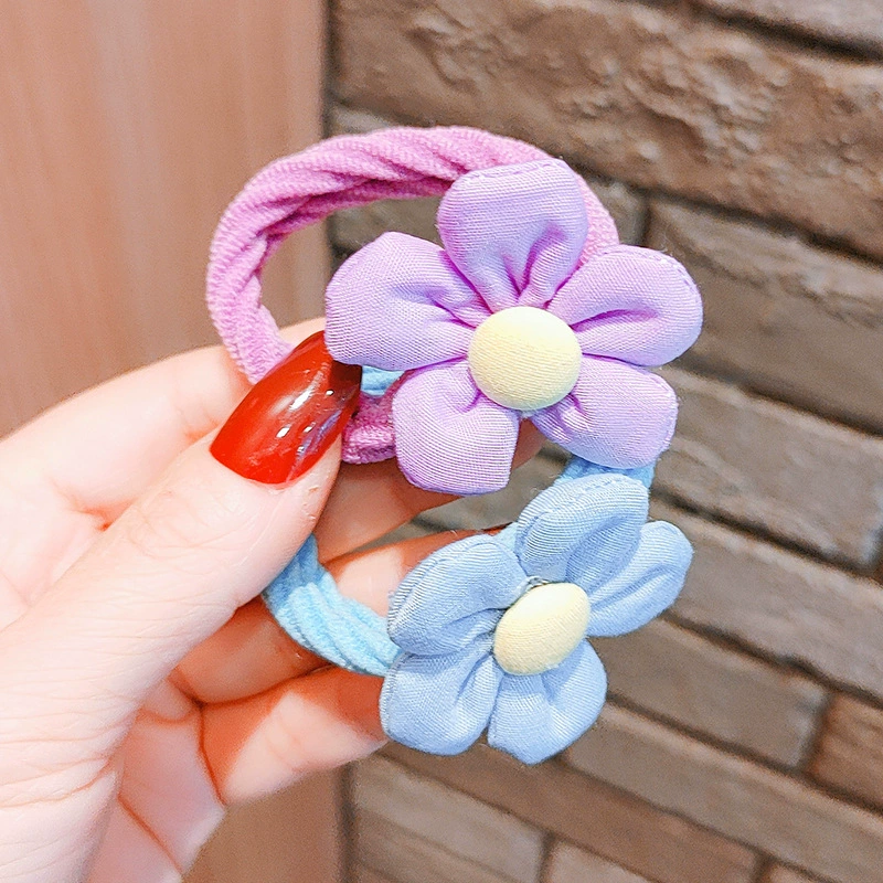 Children's fabric flower bow, elastic elastic hair band, girls' hair tie, towel band, hair accessory Item Picture