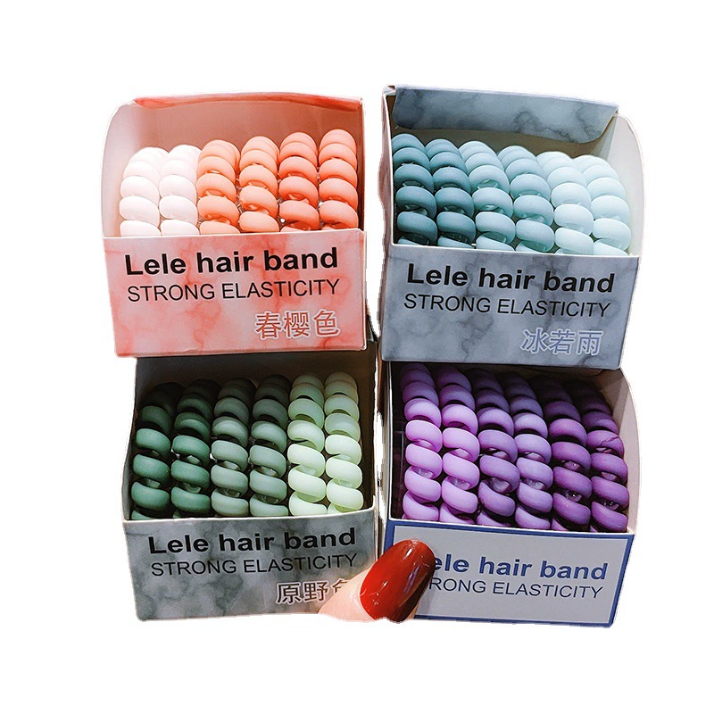 6 simple and durable matte telephone wire hair bands, high-elasticity rubber bands, women's hair ties, ponytail hair ties, and elegant hair accessories detail image 7
